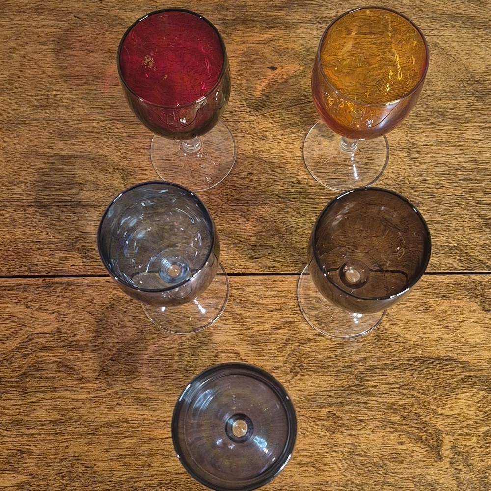 VINTAGE Multicolor Iridescent Wine Glasses, Set of 5 - Picture 8 of 16